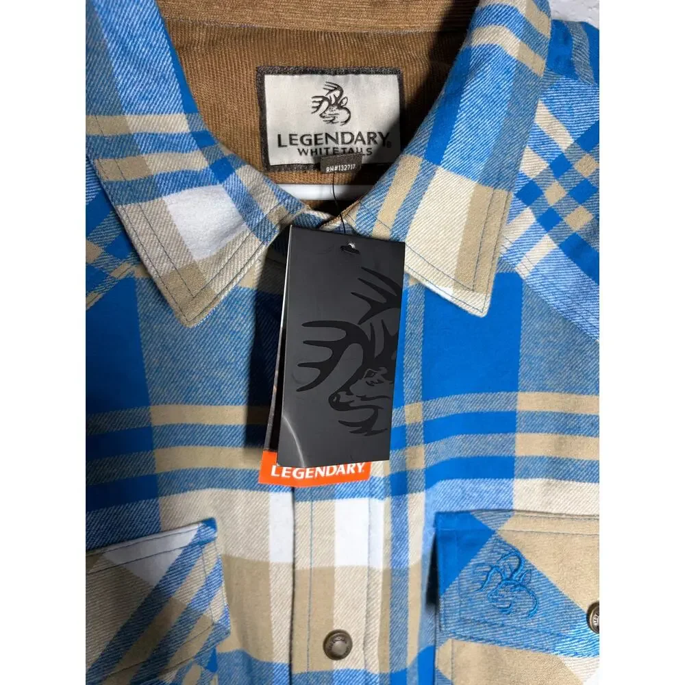 Legendary Whitetails Mens Blue Plaid Flannel Long Sleeve Shirt XL NWT